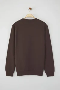 TRENDYOLMİLLA MEN Brown Regular/Normal Cut Inside Fleece/Warm Sweatshirt - Image 5