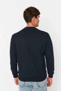 TRENDYOLMİLLA MEN NAVY BLUE Regular/Normal Cut Inside Fleece/Warm Sweatshirt - Image 12
