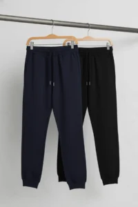 TRENDYOLMİLLA MEN Black-NAVY BLUE Regular/Normal Cut Tyre Hem 2 Sets Paket Sweatpants - Image 9
