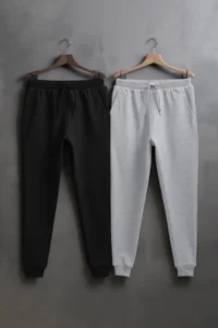 TRENDYOLMİLLA MEN Gray-Black Regular/Normal Cut Leg Elastic Jogger 2 Sets Package Sweatpants - Image 2