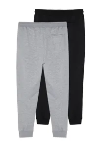 TRENDYOLMİLLA MEN Gray-Black Regular/Normal Cut Leg Elastic Jogger 2 Sets Package Sweatpants - Image 5