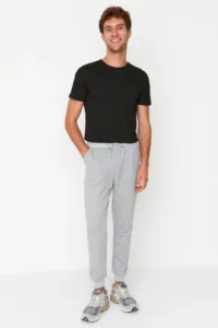 TRENDYOLMİLLA MEN Gray-Black Regular/Normal Cut Leg Elastic Jogger 2 Sets Package Sweatpants - Image 6