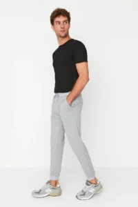 TRENDYOLMİLLA MEN Gray-Black Regular/Normal Cut Leg Elastic Jogger 2 Sets Package Sweatpants - Image 7