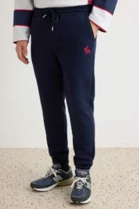 TRENDYOLMİLLA MEN NAVY BLUE Embroidered Regular/Normal Cut Leg Elastic Inside Fleece Sweatpants