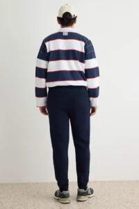 TRENDYOLMİLLA MEN NAVY BLUE Embroidered Regular/Normal Cut Leg Elastic Inside Fleece Sweatpants - Image 4