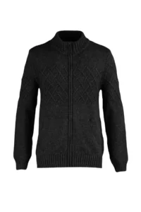 TRENDYOLMİLLA MEN Anthracite Regular Fit Woolly Half Fisherman Zippered Closure textured Knitwear Cardigan - Image 6