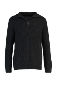 TRENDYOLMİLLA MEN DARK anthracite Regular Fit Woolly Zippered Turtleneck Knitwear Sweater - Image 11