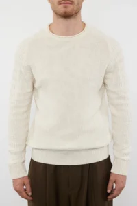 TRENDYOLMİLLA MEN Ecru slim slim Fit Crew Neck textured Knitwear Sweater - Image 3