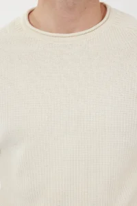 TRENDYOLMİLLA MEN Ecru slim slim Fit Crew Neck textured Knitwear Sweater - Image 4
