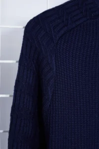 TRENDYOLMİLLA MEN NAVY BLUE slim slim Fit Crew Neck textured Knitwear Sweater - Image 7