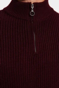TRENDYOLMİLLA MEN Burgundy Casual Regular Fit Half Fisherman Zippered Collar Sweater - Image 4