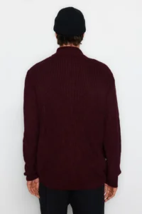 TRENDYOLMİLLA MEN Burgundy Casual Regular Fit Half Fisherman Zippered Collar Sweater - Image 5