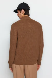 TRENDYOLMİLLA MEN Camel Casual Regular Fit Couple/Double Half Fisherman Zippered Collar Sweater - Image 6