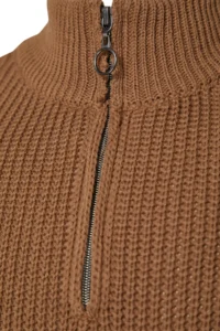TRENDYOLMİLLA MEN Camel Casual Regular Fit Couple/Double Half Fisherman Zippered Collar Sweater - Image 8