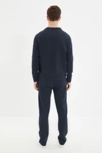 TRENDYOLMİLLA MEN NAVY BLUE Regular Fit Pajama Set - Image 10