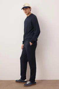 TRENDYOLMİLLA MEN NAVY BLUE Regular Fit Pajama Set - Image 2