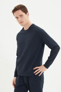 TRENDYOLMİLLA MEN NAVY BLUE Regular Fit Pajama Set - Image 6