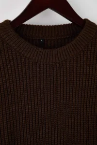 TRENDYOLMİLLA MEN Brown Oversized Crew Neck Plain Sweater - Image 5