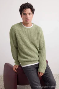 TRENDYOLMİLLA MEN MINT Oversized Crew Neck Plain Sweater
