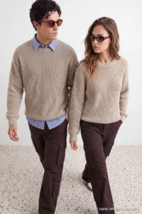 TRENDYOLMİLLA MEN Stone Oversized Crew Neck Plain Sweater - Image 3