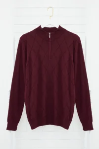 TRENDYOLMİLLA MEN Burgundy Regular Fit Cotton Half Fisherman Zippered Collar smart Knitwear Sweater - Image 6