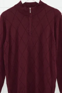 TRENDYOLMİLLA MEN Burgundy Regular Fit Cotton Half Fisherman Zippered Collar smart Knitwear Sweater - Image 7