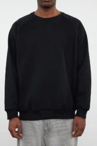 TRENDYOLMİLLA MEN Black Oversized/Wide Cut Inside Fleece/Warm Raglan Sleeve Sweatshirt - Image 3