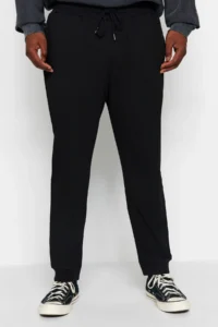 TRENDYOLMİLLA MEN Black Plus Size Regular/Normal Cut Jogger Basic Cotton Sweatpants - Image 3