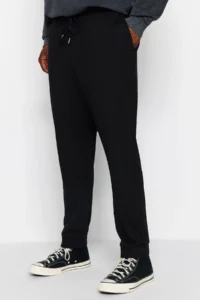 TRENDYOLMİLLA MEN Black Plus Size Regular/Normal Cut Jogger Basic Cotton Sweatpants - Image 7