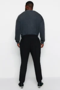TRENDYOLMİLLA MEN Black Plus Size Regular/Normal Cut Jogger Basic Cotton Sweatpants - Image 9
