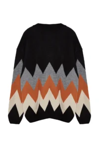 TRENDYOLMİLLA MEN Black Plus Size Oversized Fit Wide Pattern Baklava Patterned Knitwear Cardigan - Image 7