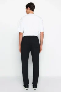 TRENDYOLMİLLA MEN Black Regular/Normal Cut Cotton Light Hem Sweatpants - Image 10