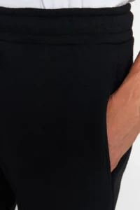 TRENDYOLMİLLA MEN Black Regular/Normal Cut Cotton Light Hem Sweatpants - Image 9