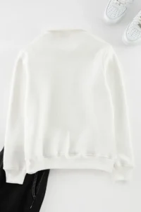 TRENDYOLMİLLA MEN Ecru Regular/Normal Cut High Neck Zippered Inside Fleece/Warm Basic Sweatshirt - Image 8