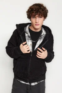 TRENDYOLMİLLA MEN Black Regular/Normal Cut Full Zipper with pocket Fleece Sweatshirt-Cardigan - Image 4