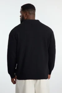 TRENDYOLMİLLA MEN Black Regular V-neck Plain Plus Size Cardigan - Image 5