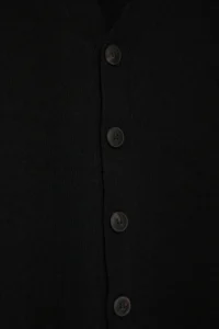 TRENDYOLMİLLA MEN Black Regular V-neck Plain Plus Size Cardigan - Image 7