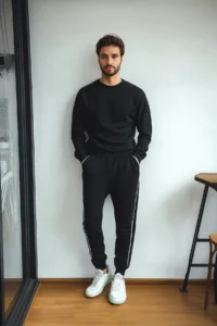 TRENDYOLMİLLA MEN Black Regular/Normal Cut Piped Thick Sweatpants - Image 6
