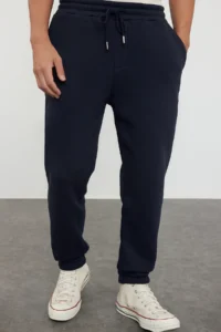 TRENDYOLMİLLA MEN NAVY BLUE-Stone Regular/Normal Cut Tire Hem Inside Fleece 2 Sets Package Sweatpants - Image 3