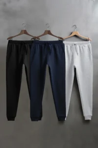 TRENDYOLMİLLA MEN Black-NAVY BLUE-Gray Melange 100% Cotton 3 Sets Paket Sweatpants