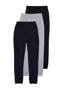 TRENDYOLMİLLA MEN Black-NAVY BLUE-Gray Melange 100% Cotton 3 Sets Paket Sweatpants - Image 3