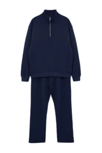 TRENDYOLMİLLA MEN NAVY BLUE Oversized/Wide Cut High Neck Zippered Tracksuit - Image 2