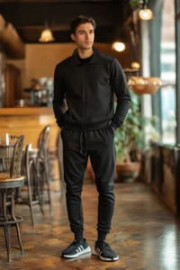 TRENDYOLMİLLA MEN Black Regular/Normal Cut Zippered Basic Tracksuit - Image 6
