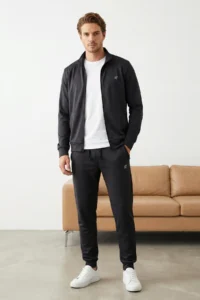 TRENDYOLMİLLA MEN Black Regular/Normal Cut Sports Tracksuit