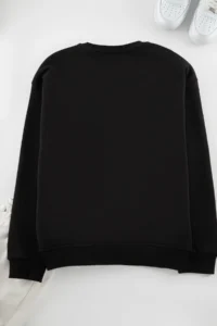 TRENDYOLMİLLA MEN Black Oversized/Wide Cut Cotton Basic Thick Sweatshirt with Fleece Inside - Image 4