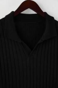 TRENDYOLMİLLA MEN Black Regular V-neck Plain Plus Size Chic Sweater - Image 3
