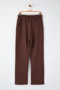 TRENDYOLMİLLA MEN Brown Regular/Normal Cut Inside Fleece Pipe Both Sweatpants