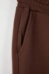 TRENDYOLMİLLA MEN Brown Regular/Normal Cut Inside Fleece Pipe Both Sweatpants - Image 2