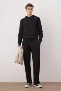 TRENDYOLMİLLA MEN Black Regular/Normal Cut textured Pipe Both Sweatpants