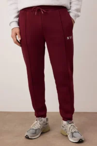 TRENDYOLMİLLA MEN Gray - Burgundy Regular/Rahat Cut Embroidered Tracksuit - Image 3